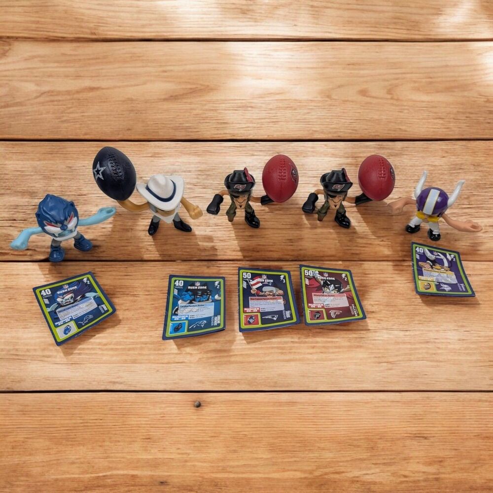 2013 McDonald's Happy Meal Toy Rush‎ Zone NFL Action Figure Football Lot of 5